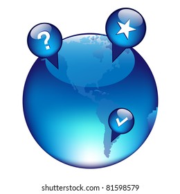 Globe And GPS Navigation Elements, Isolated On White Background, Vector Illustration