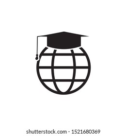 globe, graduate hat icon. Simple glyph vector of online education set for UI and UX, website or mobile application