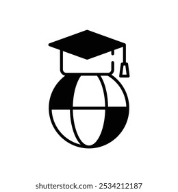 Ícones de globo e tampa de graduação definir cinco ilustração de estoque de vetor de estilo diferente