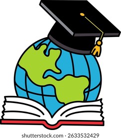 A globe with a graduation cap on top