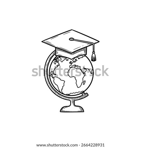 Globe with Graduation Cap Representing Global Education