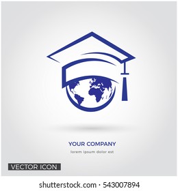 GLOBE WITH GRADUATION CAP, VECTOR EDUCATION LOGO TEMPLATE