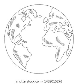 Globe graphic black white isolated sketch illustration vector