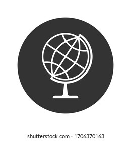 Icono gráfico de globo. Signo de planeta Tierra modelo en el círculo aislado en fondo blanco. Ilustración del vector