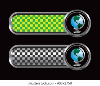 globe green and black checkered tabs