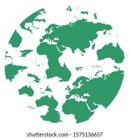 A globe with a green map of the country