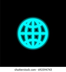 Globe grid blue glowing neon ui ux icon. Glowing sign logo vector