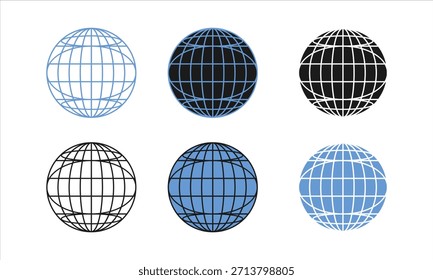 Globe Grid Earth Wireframe Mapa mundial Esfera Vector