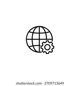 Cuadrícula de globo con un icono de engranaje superpuesto en la esquina