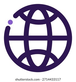 Ícone de grade de globo em estilo de vetor plano mínimo. Símbolo mundial e internacional da rede mundial isolado no fundo branco. Perfeito para internet, negócios globais, conexão mundial, web e design de tecnologia