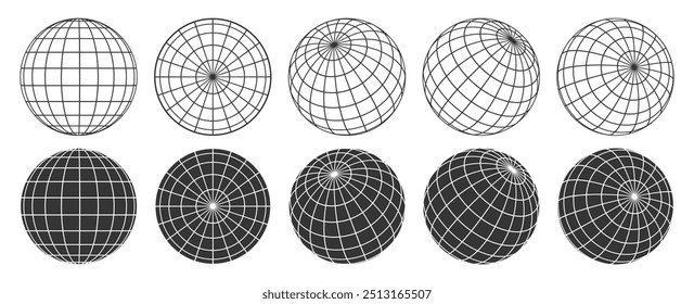 Ícone de esfera globo vetor conjunto isolado em fundo transparente