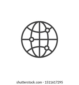 Globe grid line icon. linear style sign for mobile concept and web design. Global network connection outline vector icon. Symbol, logo illustration. Vector graphics