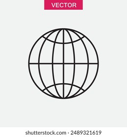 Globe grid line icon. Planet Earth outline sign. World symbol flat trendy style illustration on white background..eps