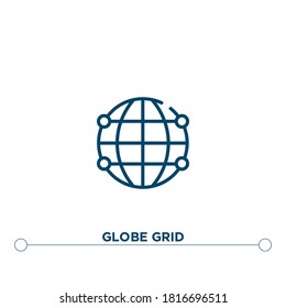 globe grid outline vector icon. simple element illustration. globe grid outline icon from editable marketing flat concept. can be used for web and mobile
