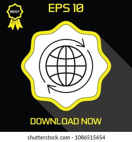 Globe Grid Planet Vector Icon . Outline.  on white background. illustration for web or app. isolated . flat style