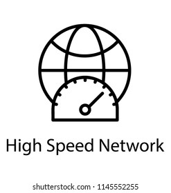 A Globe Grid With Speedometer Presenting High Speed Network Icon 