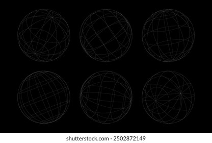 Globe grid spheres. 3D spheres wireframe