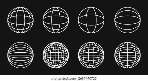 Globe Grid Spheres Illustration Set