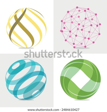 Globe grid spheres. Striped 3D spheres, Spherical grid globe shapes. Illustration globe.
