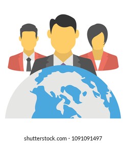 
A globe and group of people presenting concept of global business
