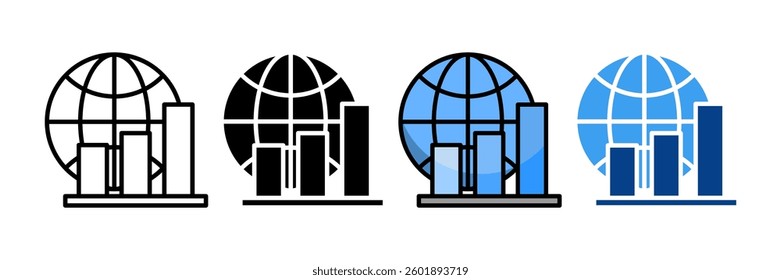 Globe Growth Icon Set Multiple Style Collection