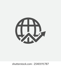 Globe Growth Icon Vector For Business Infographic 