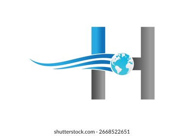 Globe mit H letztere Logo Design-Vorlage