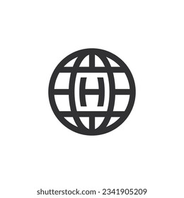 Globe H logo design illustration vector template