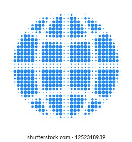 Globe halftone dotted icon. Halftone pattern contains round elements. Vector illustration of globe icon on a white background.