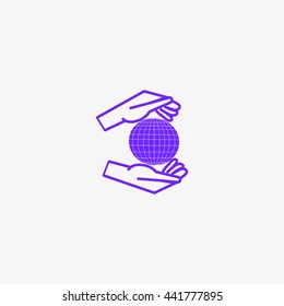 globe in hand icon