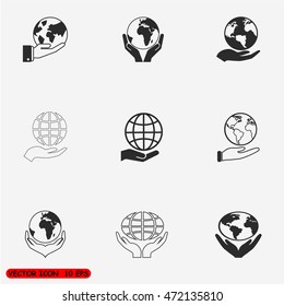 globe in hand icon