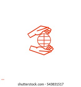 globe, hand, icon