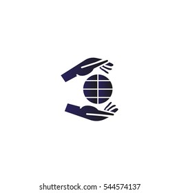 globe, hand, icon