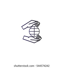 globe, hand, icon