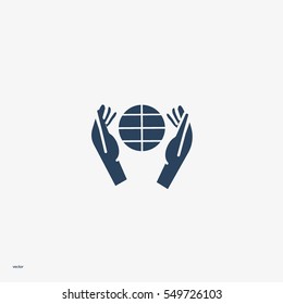 globe, hand, icon