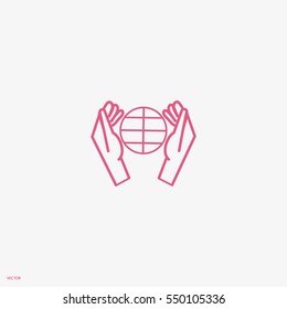 globe, hand, icon