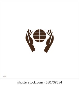 globe, hand, icon