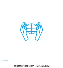 globe, hand, icon