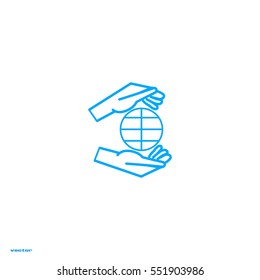 globe, hand, icon