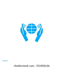globe, hand, icon