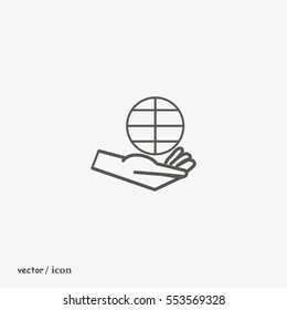 globe in hand icon