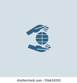 globe, hand, icon
