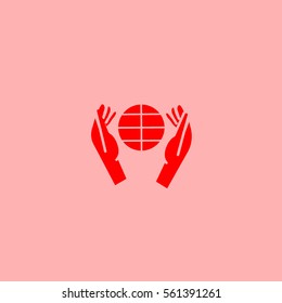 globe, hand, icon