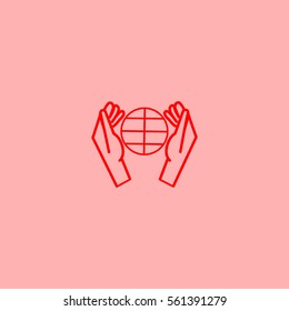 globe, hand, icon