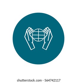 globe, hand, icon