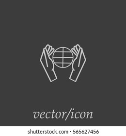 globe, hand, icon