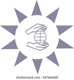 globe, hand, icon