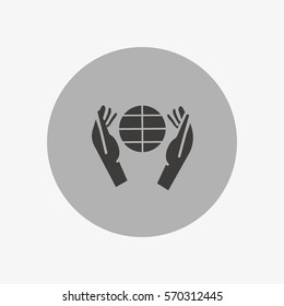 globe, hand, icon