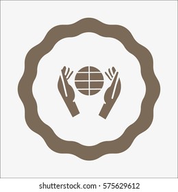 globe, hand, icon