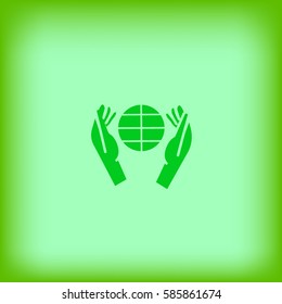 globe, hand, icon